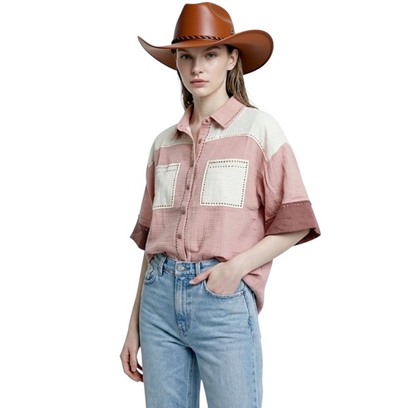 Fantastic Fawn Tops - FANTASTIC FAWN western vibes button up textured rhinestone top size S